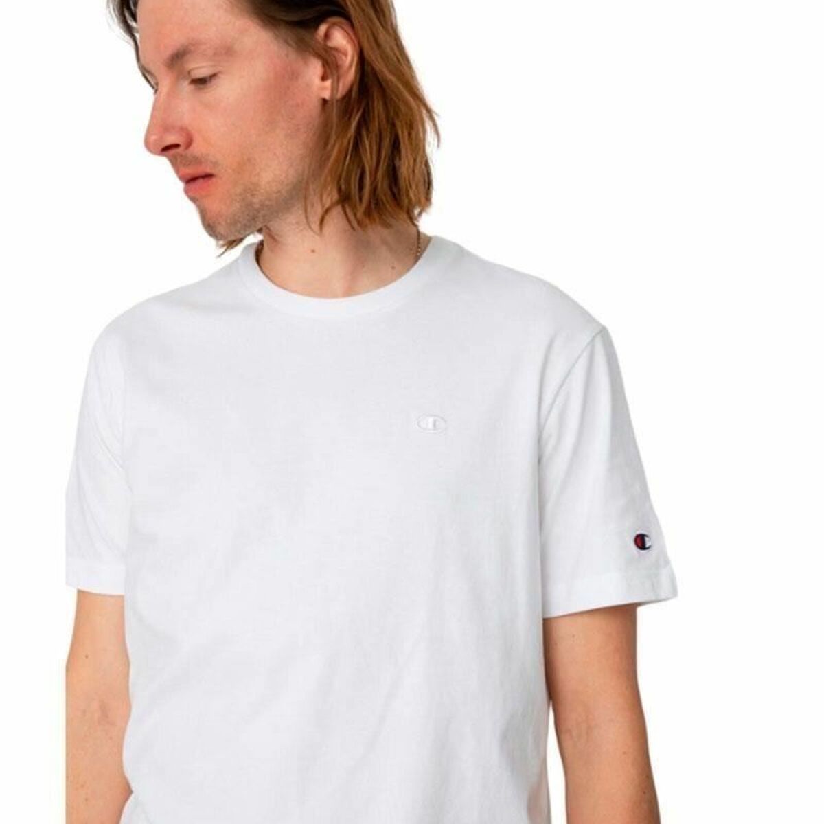 Maglia a Maniche Corte Uomo Champion Crewneck Bianco